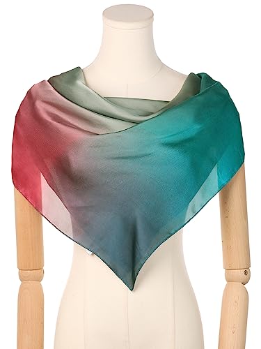 Women's Gradient Colorful Square Satin Scarves, 35" Large Silky Hair Wrap Bandana Hair Scarf Neck Scarf2