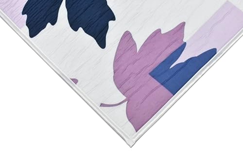 Image of Digital Printed Bathmat Set of 2 | Anti-Skid Mess Backing | Large & Small Combo | Water Absorbent, Quick Dry, Soft Floor Mat for Bathroom & Home Color - Floral Printed Lavender Blue White