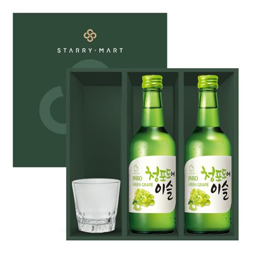 Jinro Chamisul Soju - All Flavours Bundle Set (Grape (Pack of 2 + 1 Soju Glass Gift Box Set))