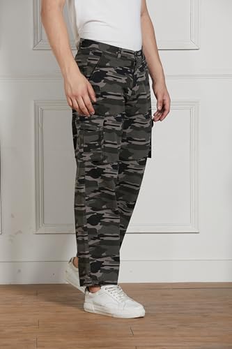Image of Dennis Lingo Mens Cotton Lycra Mid Rise Relaxed Fit Camo Trousers