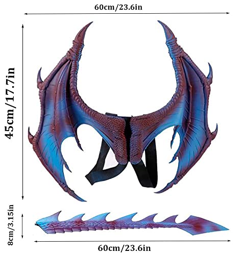 Ho.volta Children's Dragon Wing Costume Dinosaur Tail Mask Set Cosplay Kids Halloween Dragon Costume (Purple Set) #TOP1