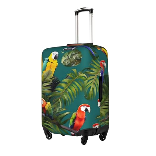 Tropical Plants And Parrots Print Luggage Cover For Suitcases, Travel Case Protector, Simple & Convenient Installation2