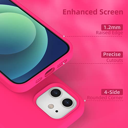 K TOMOTO Compatible with iPhone 12/12 Pro Liquid Silicone Case, Hot Pink — view 5