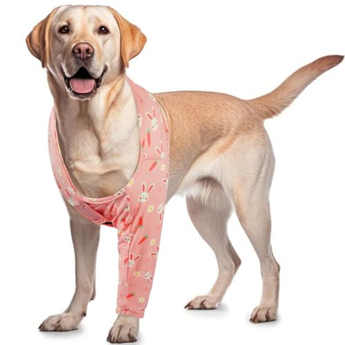 Image of ROZKITCH Dog Sleeves for Wounds Front Legs Right Left Leg, Pet Prevent Licking Wound Elbow Knee Protector, Dog Recovery Suit Cone Collar Alternative for Sprain ACL CCL Arthritis Joint Care Rabbit S
