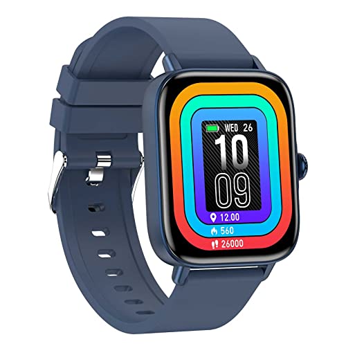TQBLK Reloj inteligente, 1.7 pulgadas Fitness Tracker impermeable relojes deportivos con notificación de mensajes, llamadas Bluetooth, rastreador de actividad para mujeres y hombres negro (azul) Cover