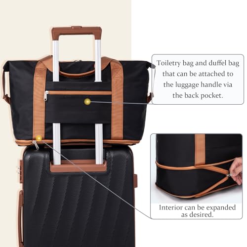 Image of Luggage Sets 6 Piece Suitcases with Wheels,ABS Hard Case Suitcases with Spinner Wheels,Durable Travel Luggage with Combination Lock (Black, 6 Piece Set 16 inch /20 inch /24 inch /28 inch)