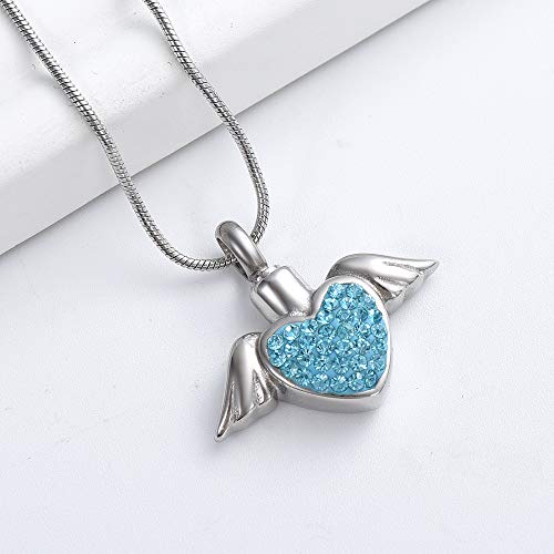 Imrsanl Cremation Jewelry with Angel Wings Charm Locket Memorial Ash Pendant - Heart Urn Necklace Keepsake Jewelry for Women Girls3
