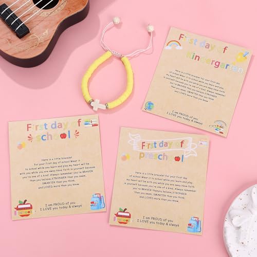 Image of First Day of Preschool Bracelet Back to School Gifts for Kindergarten / Preschool / School Gift Mama and Mini Adjustable Mother Daughter Bracelets as Supplies for Girls to Relieve Study Anxiety