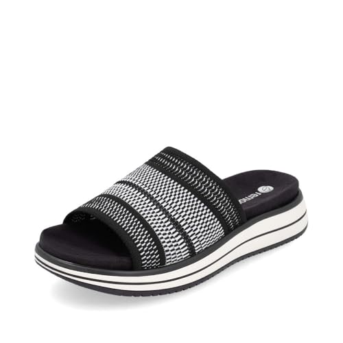 Remonte Damen D1J54, Frauen Slipper,lose Einlage,Freizeitschuhe,Schlupfschuhe,schluepfschuhe,Slides,Slip-ons,Backless Slipper,schwarz Kombi (03),40 EU