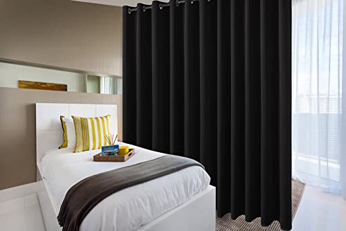 Image of DWCN Total Privacy Room Divider Blackout Curtain - Thermal Curtains for Patio Door, Living Room, Bedroom Partition and Shared Office Space, 1 Grommet Curtain Panel, 20ft Wide x 8ft Tall, Black