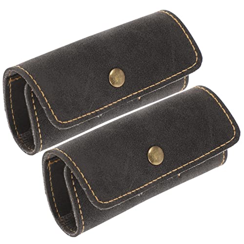 Toddmomy 2pcs PU Leather Guitar Picks Storage Bag Durable Electric Guitar Plectrum Holder for Bass Picks and Accessories Lightweight and Chic Design for Musicians