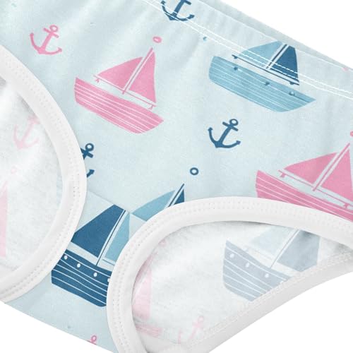 Wusikd Cute Pink Blue Girls' Underwear Cotton Boats Anchor Girls Briefs Soft Toddler Underwear 2T4