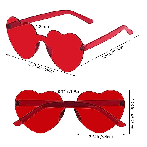 Bantoye 12 Pcs Heart Shaped Sunglasses Colorful Trendy Rimless Sunglass Candy Color Party Favors for Women, Multicolor 12