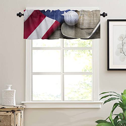 Meet 1998 Valance Curtains For Kitchen Windows Golf American Flag Wooden Window Valances Sports Window Treatment Rod Pocket Valance For Bedroom Bathroom Laundry Room 54X18 Inch, 1 Panel #TOP2