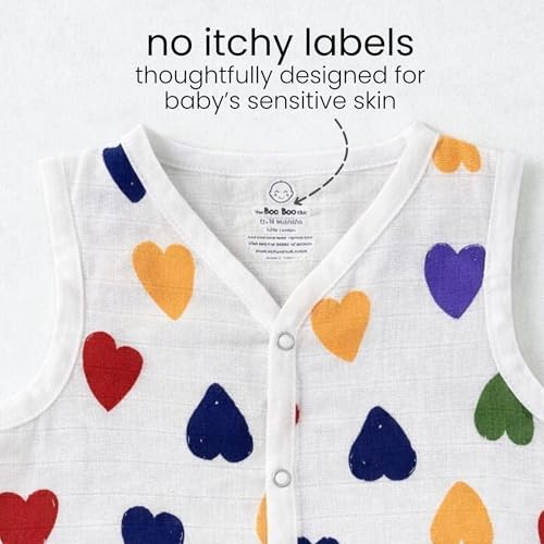Image of The Boo Boo Club Organic Cotton Baby Jhabla | Pack of 4 Newborn Sleeveless Jabla | Infant Summer Wear | Soft & Breathable Muslin Fabric | Easy Button Closure Vest