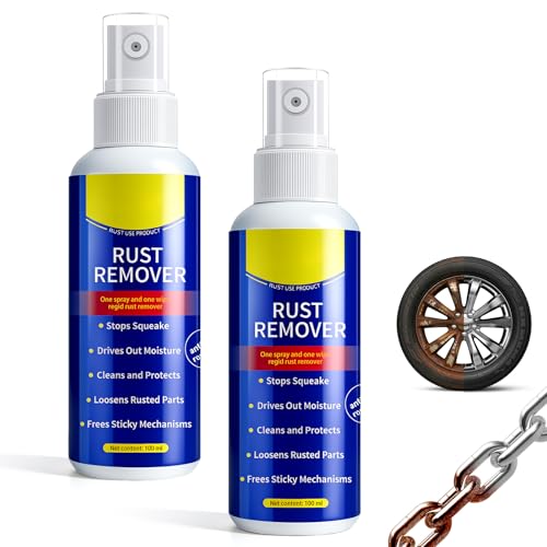 2Pcs Wangle Rust Remover Spray for Metal, 2026 Upgrade Anti-Rust Spray, Multi-Functional Quick-Acting Iron Powder Remover Spray, for Metal, Vehicles, Tools, Chains, Grills, Bolts & More