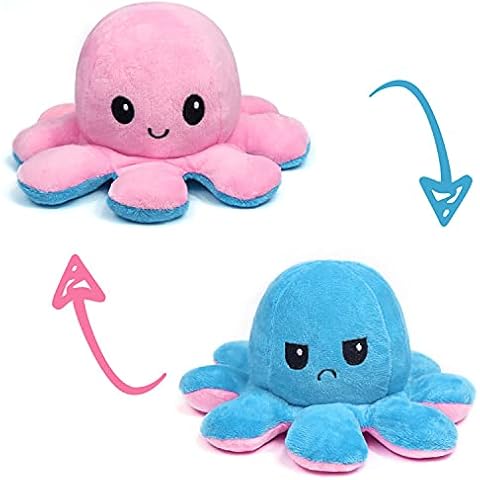 Fresion Tik Tok Reversible Octopus Toy- Octopus Plushie,Sided Flip Octopus Soft Doll,Stuffed Animal Reversible Cute Mood Octopus Plush Toy as A Gift for Kids Boys Girls, Lovers (Baby Pink- Blue) Cover