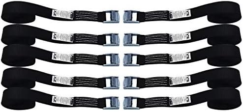 KJE Heavy Duty Lashing Straps 10 Pcs - Tie Down Straps with Adjustable Cam Buckle up to 600lbs for Motorcycle, Cargo, Trucks, Trailer -1" X12'(1" x 12', 10 Pcs)