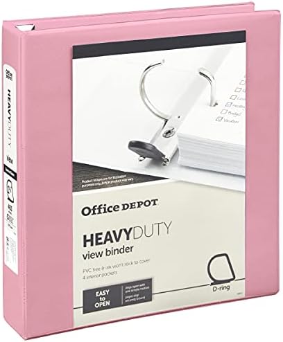 [in]Place Heavy Duty D-Ring View Binder, 1 1/2" Rings, 55% Recycled, Pink
