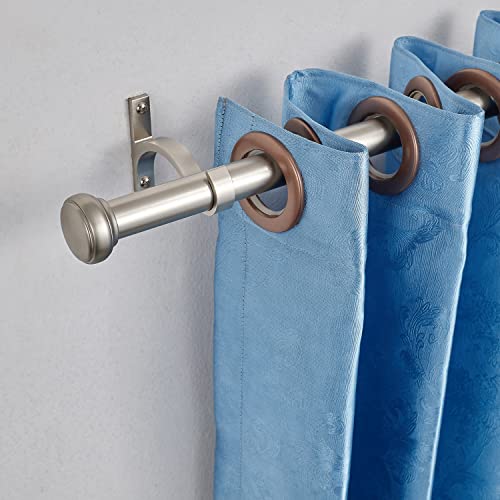 Yunnephele Curtain Rod For Window 72-144 Inch Adjustable,1 Inch Diameter Metal Drapery Rod With Cap Finials,Single Curtain Rods Set- Nickel Brushed #TOP1