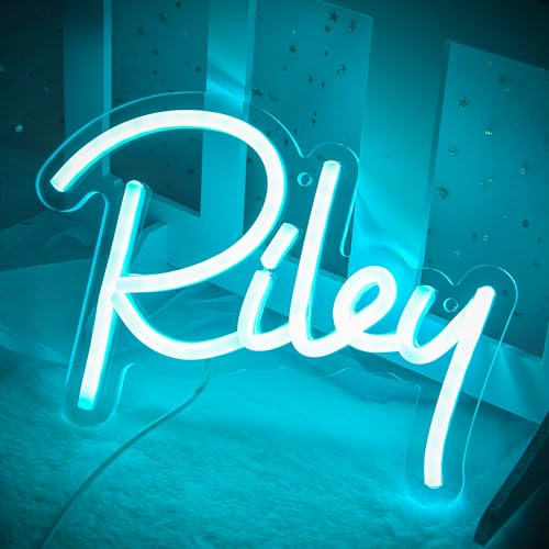 Image of Riley Name Neon Sign,LED Name Neon Light for Kids Bedroom,Birthday Party Decoration,Neon Sign Customizable for Girl,Birthday Riley Name Deocr,Size 7.1 * 6.3 inches(JTLD010-01)