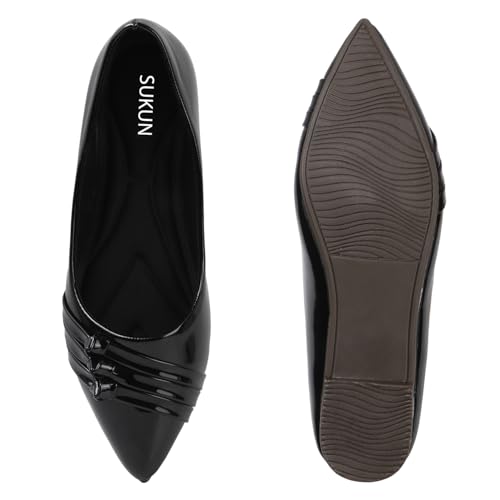 Image of Sukun Womens Sukun Fbl 3l Women's Bellies Flats Lightweight, Comfortable Slip-on Pointed Toe Shoes Ballet Flat