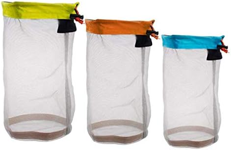 Yiotfandoll Nylon Mesh Stuff Sack Drawstring Storage Bag for Camping Travelling Hiking Bag Set of 3