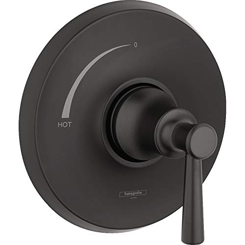 hansgrohe Joleena Transitional 1-Handle 7-inch Wide Pressure Balance Shower Valve Trim in Matte Black, 04779670