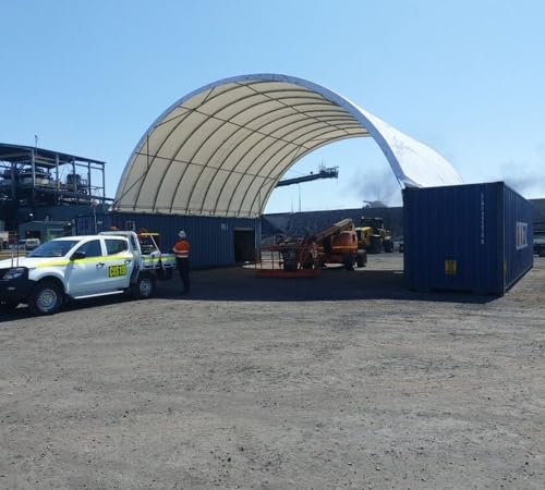 Image of Mytee Products Container Shelter 20' (W) x 40' (L) x 6'7 inch (H), 21OZ PVC Cover Canopy Roof Building Conex Overseas Box Shipping Container Kit, Canvas Shelter