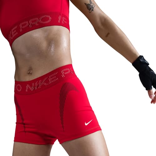 Nike Pro Women's Mid-Rise 3" Graphic Biker Shorts (University Red/Dark Team Red/Magic Ember/White, HJ1226-657)4