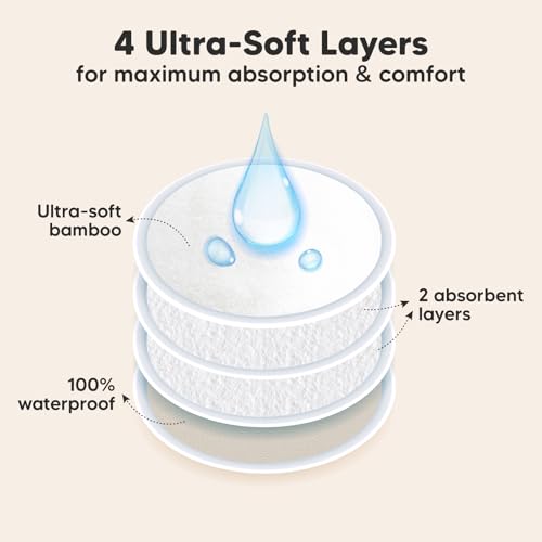 Image of Organic Nursing Pads - 14 Washable Breast Pads for Breastfeeding, Wash Bag, Viscose Derived from Bamboo Reusable Nipple Covers for Breastfeeding Essentials, Soft & Absorbent (Neutrals, M 4.6 inch)