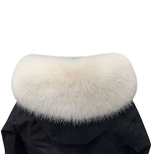 ihreesy Écharpe de Col d'Hiver en Fausse Fourrure, 75cm Fausse Fourrure Écharpe de Renard de Châles le de Femme Capuche Fausse Fourrure Amovible pour Manteau d'Hiver Doudoune Veste,Beige Cover