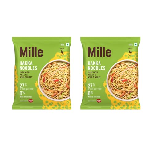 Image of Mille No Maida Hakka Noodles | Made with Millet and Whole Wheat | 27% of your Daily Fibre | Pack of 2 x 180 g
