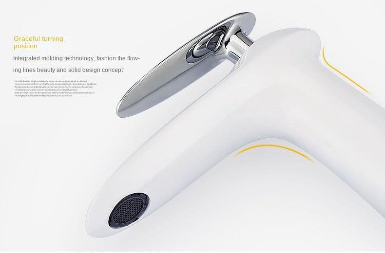Robinet de lavabo blanc et or mitigeur haut de salle de bain JCAKES 2018A16