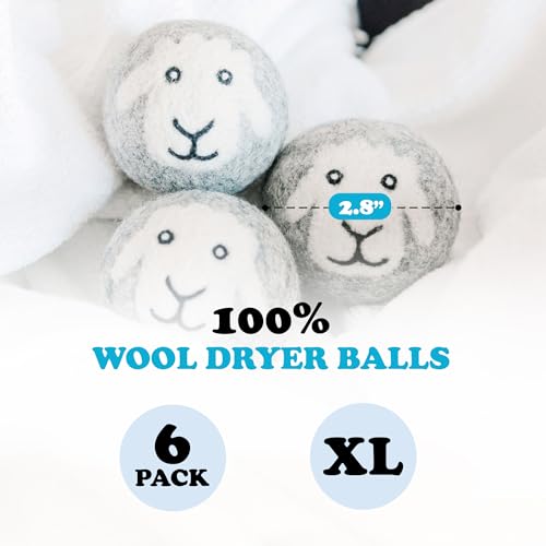 Image of Smart Sheep Wool Dryer Balls - 6-Pack - XL Premium Natural Fabric Softener Award-Winning - Wool Balls Replaces Dryer Sheets - Wool Balls for Dryer - Laundry Balls for Dryer