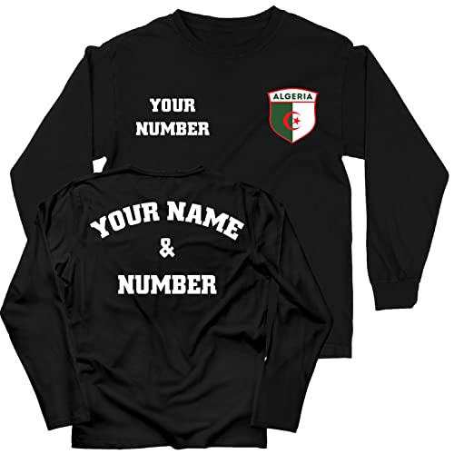 lepni.me Kids Personalised Long Sleeve Soccer Jersey Algeria T-Shirt, Algerian Flag European Football Championship 2024