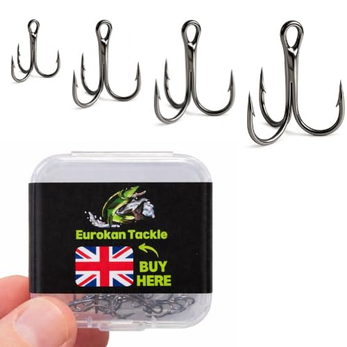 Pike Treble Hooks Fishing Size 2 4 6 8 - Barbed Semi Barbless - Zander Perch Pike Hooks - UK FISHING (Barbed, 6)