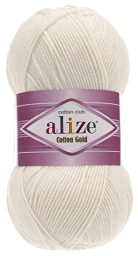 Image of 55% Cotton 45% Acrylic Alize Cotton Gold Yarn 1 Skein /Ball 100 gr 360 yds (62-Light Cream)