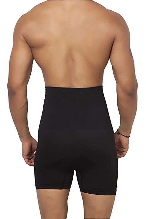 Image of KROYWEN Modal Men Tummy Control Seamless Shorts High Waist Slimming Underwear Body Shaper Belly Girdle Boxer Stomach Fitness for Exercise & Workout Briefs Black| Tummy Control Body Shaper | Free Size