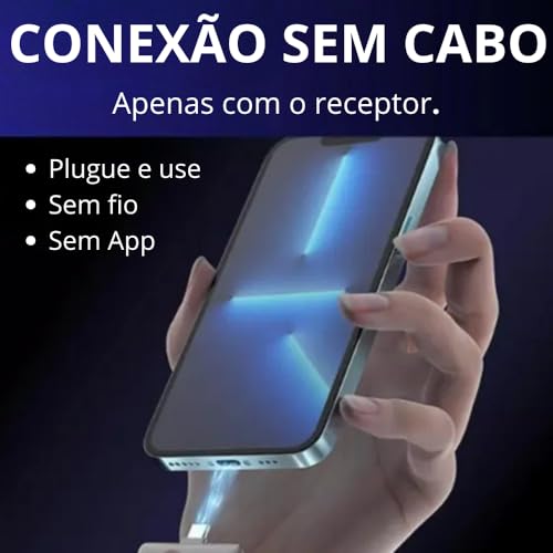 Microfone de Lapela sem Fio 2 Peças para iPhone iPad Android 1 Transmissor Suporta 2 Microfones (Tip