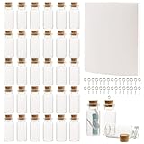 Svalor 30 Stück Mini Glasflaschen mit Korken, 10ml Kleine Glasflaschen mit Korken, Mini Glasfläschchen Set mit Metallschraubhaken, Geschenk Glasfläschchen, für DIY, Hochzeitsdeko, Vorratsglas usw.