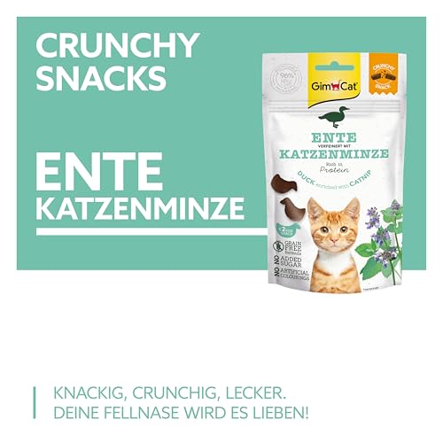 GimCat Crunchy Snacks Ente mit Katzenminze - Knuspriges und proteinreiches Katzenleckerli - 1 Beutel (1 x 50 g)