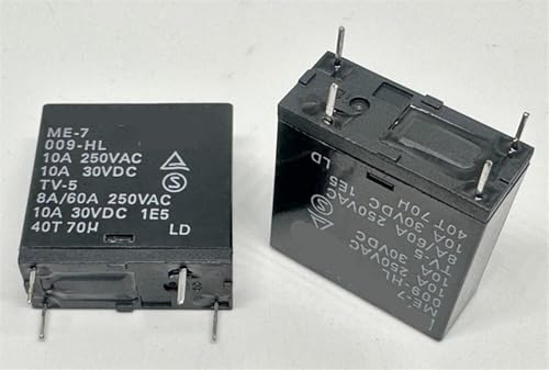 Relé 4 pines ME-7 009-HL con capacidad de 10A para conmutar cargas de 9V sin pérdidas de energía