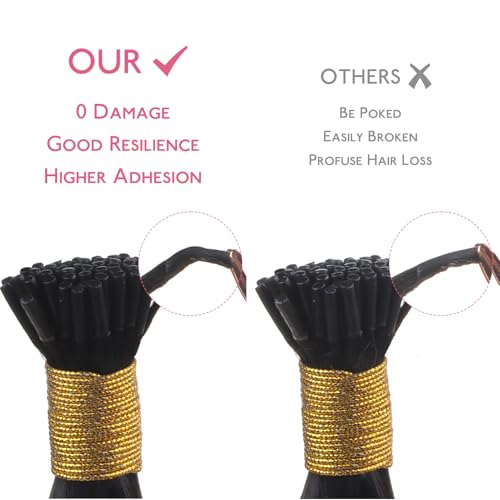 Image of WENNALIFE I Tip Hair Extensions Human Hair, 50g 50s 18 Inch Light Blonde Highlighted Golden Blonde Remy Itip Human Hair Extensions Invisible Itips Straight I Tips Fusion Extensions Real Human Hair