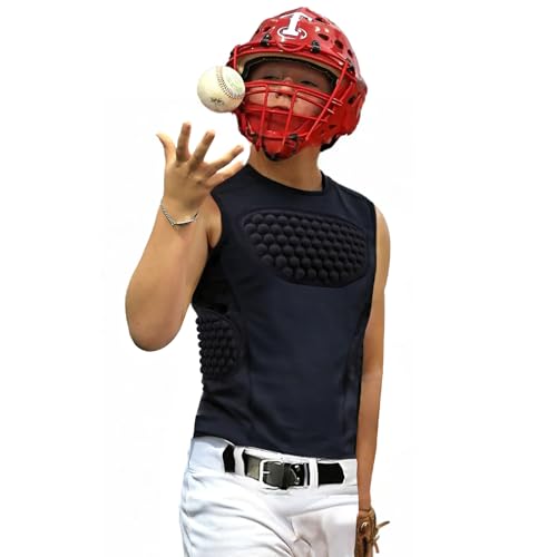 Youper Youth Baseball Padded Chest Protector Shirt, Rib Heart Sternum Guard for Football, Softball & Lacrosse (Black, Medium) - Thumbnail 2