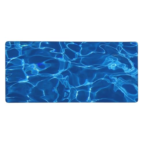 Tapis de souris grand format en caoutchouc de qualité supérieure motif piscine bleue 40x90 cm