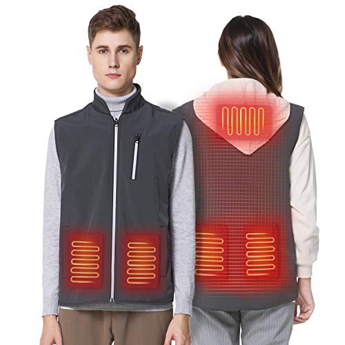 Vinmori Chaleco Térmico Eléctrico, Tamaño Lavable, Carga USB Ajustable, Ropa de Abrigo de Invierno Unisex Chaleco Eléctricou0085