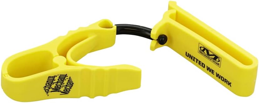 مشبك قفازات Mechanix Wear - مشبك غير موصل لسهولة الوصول إلى القفازات - يدعم ملحق الحزام - للبناء - ملحق أمان - أصفر