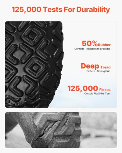 VEVOR Gummistiefel, Schutzschuhe, rutschfeste Stiefel, isolierte Schlammstiefel für die Gartenarbeit, Arbeitsstiefel, ideal zum Wandern, Angeln, oder für die Gartenarbeit, Größe 10 US