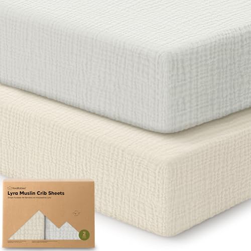 KeaBabies 2-Pack Muslin Crib Sheets for Boys, Girls - 100% Organic Cotton Fitted Baby Crib Mattress...